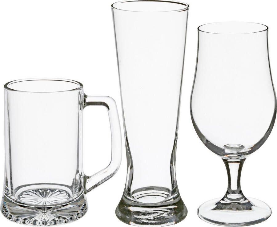 Secret de Gourmet Bierglazen set pilsglazen bierpullen bierglazen op voet 12x stuks glas Bierglazen