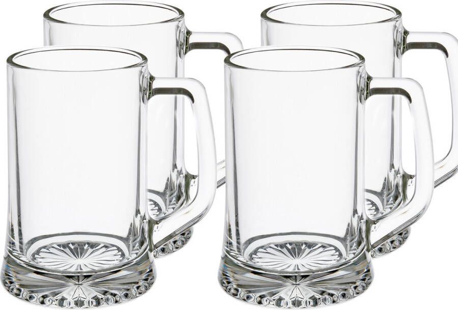 Secret de Gourmet Bierglazen bierpullen 20x stuks handvat transparant 320 ml 9 x 12 cm