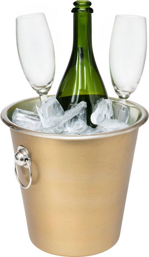 Secret de Gourmet Champagne & wijnfles koeler ijsemmer goud RVS 22 x 21 cm