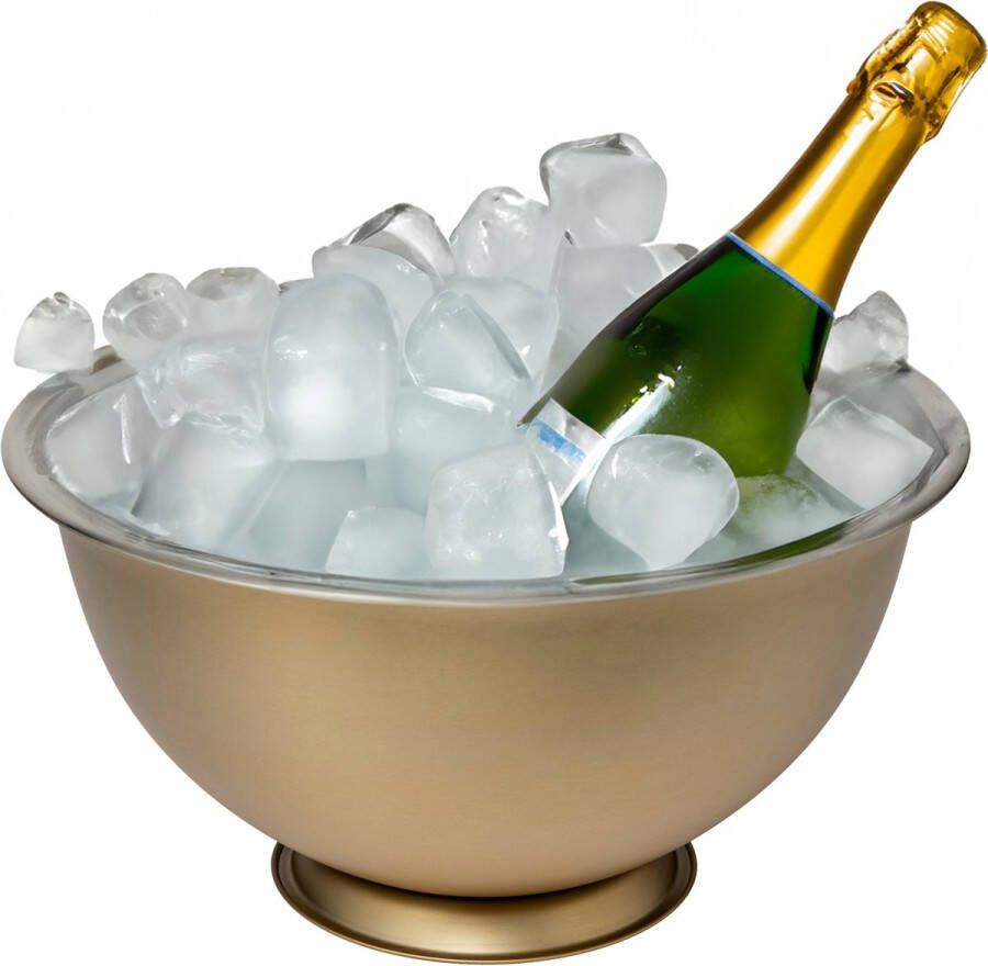 Secret de Gourmet Champagne & wijnfles koeler ijsemmer goud RVS 40 x 20 cm metallic op hoge voet