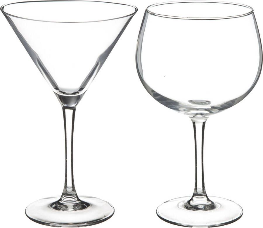 Secret de Gourmet Cocktailglazen set gin martini glazen 8x stuks Drinkglazen