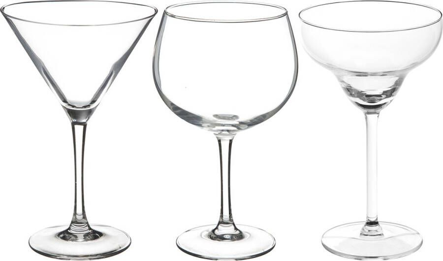 Secret de Gourmet Cocktailglazen set gin martini margarita glazen 12x stuks Drinkglazen