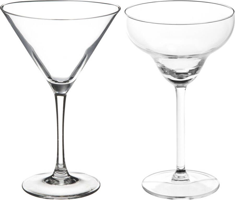 Secret de Gourmet Cocktailglazen set margarita martini glazen 8x stuks Drinkglazen