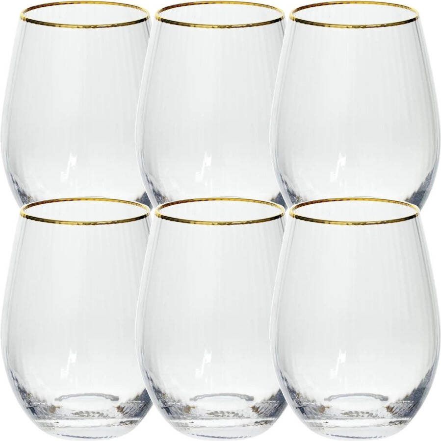 Secret de Gourmet Drinkglazen Salon 6 ST tumbler waterglazen 540 ml gouden rand