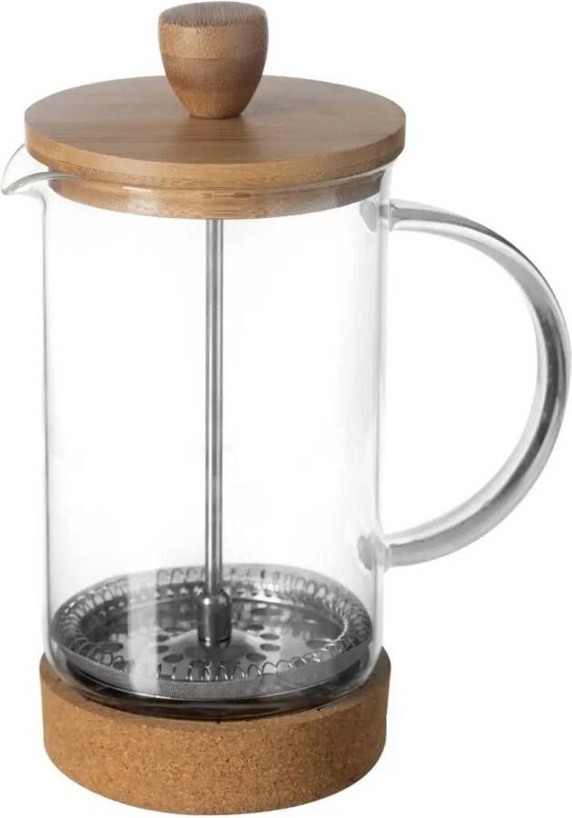 Secret de Gourmet French press cafetiere glas bamboe 600 ml Cafetiere