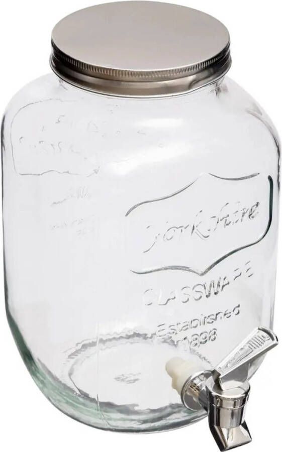 Secret de Gourmet Glazen drank dispensers 4 liter met kunststof kraantje en schroefdeksel Sapdispenser Drankdispenser