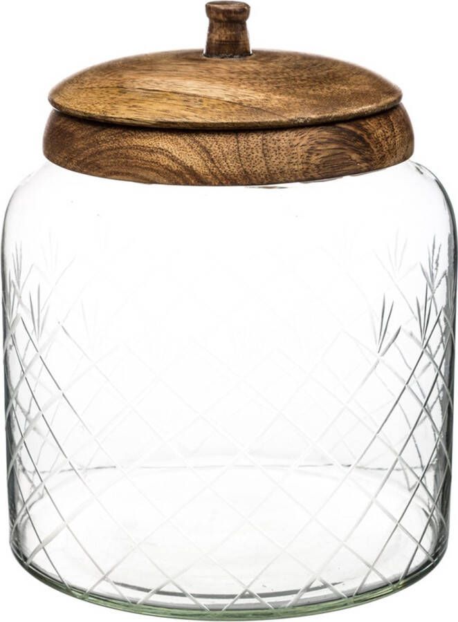 Secret de Gourmet Glazen voorraadpotten met houten deksel (medium) Transparant Decoratief & Met deksel