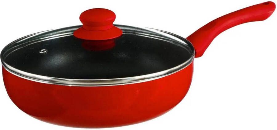 Secret de Gourmet Hapjespan met deksel Alle kookplaten warmtebronnen geschikt rood zwart Dia 24 cm