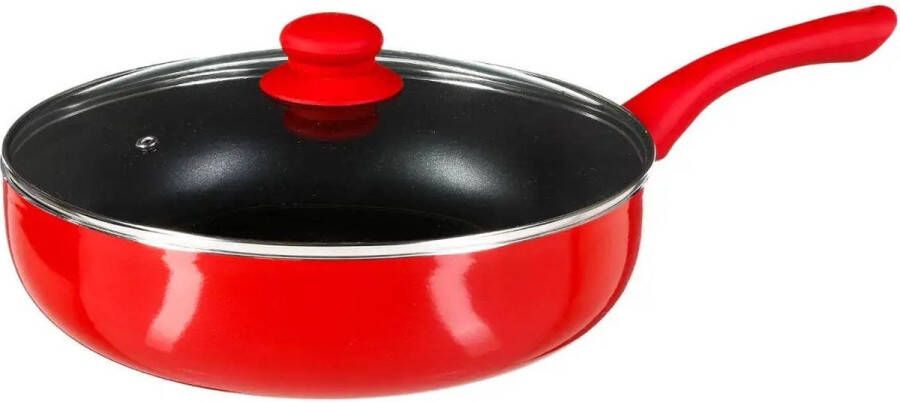 Secret de Gourmet Hapjespan met deksel Alle kookplaten warmtebronnen geschikt rood zwart Dia 28 cm