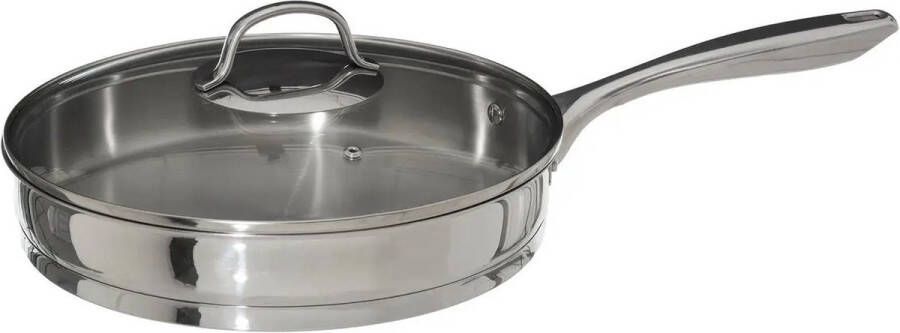 Secret de Gourmet Hapjespan met deksel Alle kookplaten warmtebronnen geschikt zilver Dia 28 cm