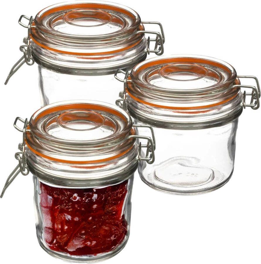 Secret de Gourmet Inmaakpot voorraadpot 18x stuks 330 ml glas met beugelsluiting weckpot