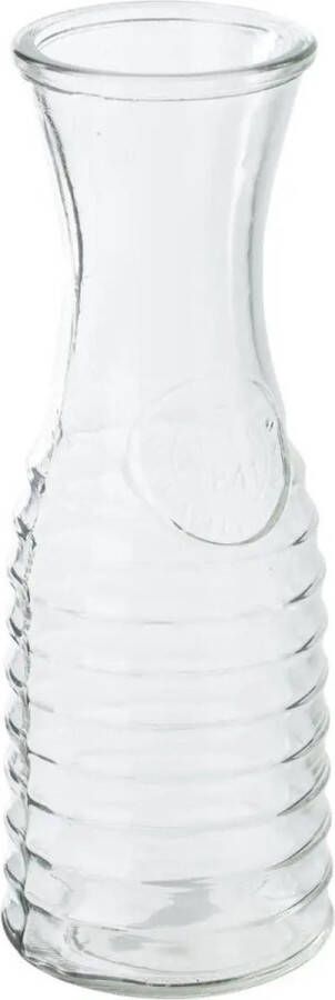 Secret de Gourmet Karaf schenkkan 1 liter van ribbel glas met uitlopende hals Waterkan Sapkan