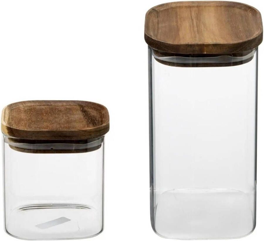 Secret de Gourmet Keuken voorraadbussen potten glas hout set 4x stuk