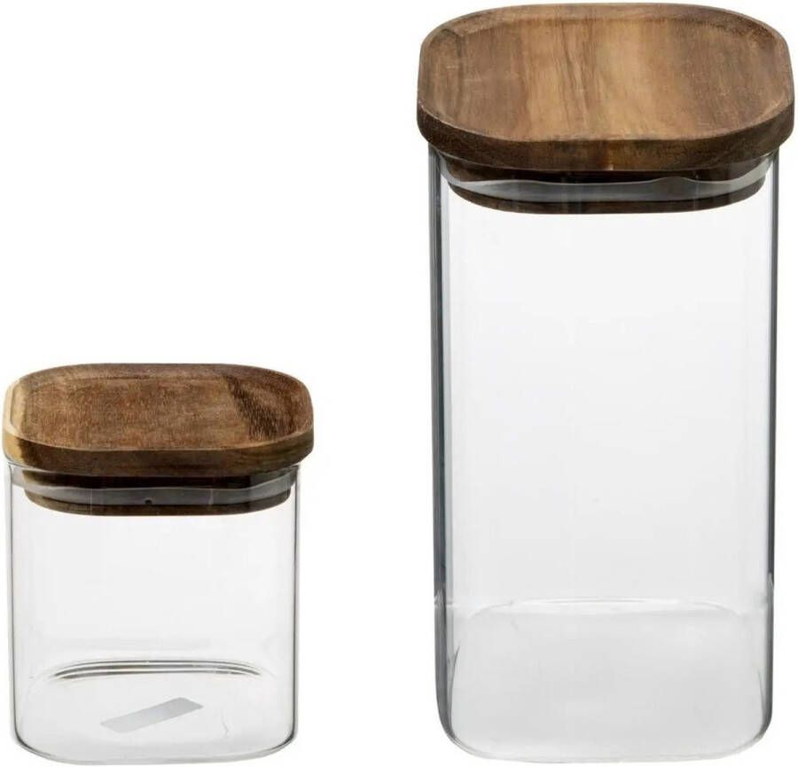Secret de Gourmet Set van 6x keuken voorraadbussen potten glas 0.6 en 1.3 Liter inhoud Voorraadpot