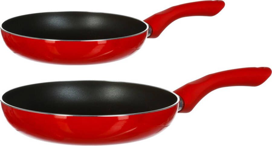 Secret de Gourmet Koekenpannen Milano D20 en D24 cm Alle warmtebronnen geschikt Rood zwart
