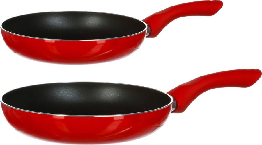 Secret de Gourmet Koekenpannen Milano D24 en D26 cm Alle warmtebronnen geschikt Rood zwart