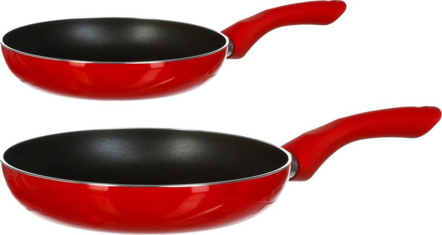 Secret de Gourmet Koekenpannen Milano D24 en D31 cm Alle warmtebronnen geschikt Rood zwart