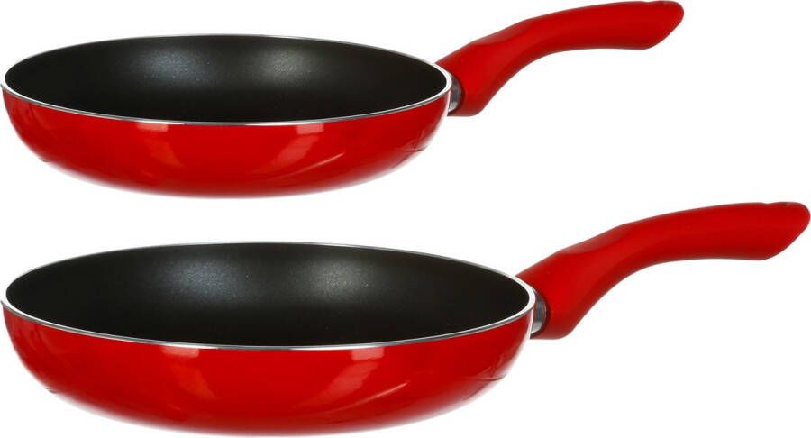 Secret de Gourmet Koekenpannen Milano D26 en D31 cm Alle warmtebronnen geschikt Rood zwart