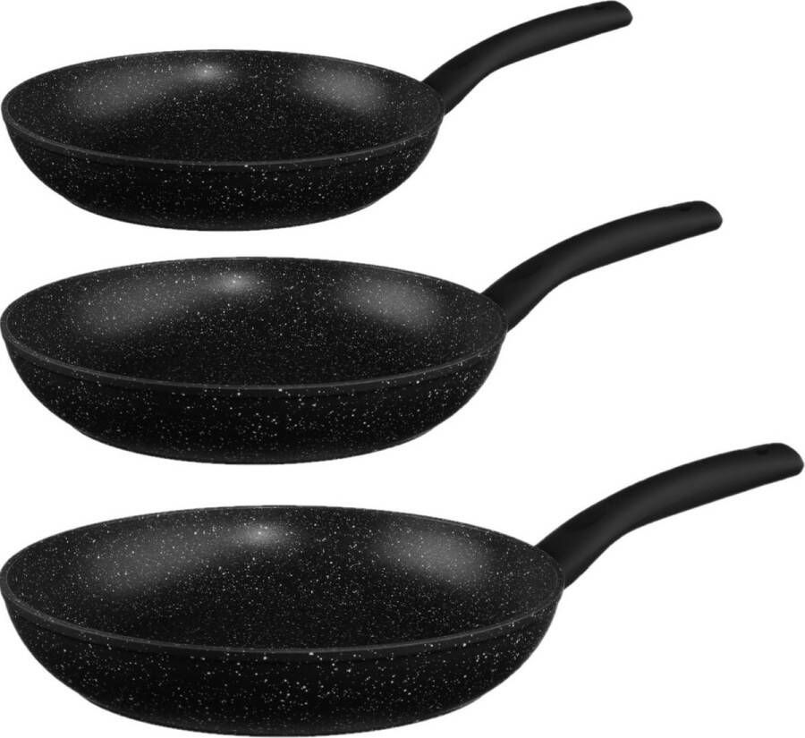 Secret de Gourmet Koekenpannen set 3x stuks Palermo Alle warmtebronnen dia 24 26 30 cm Anti-aanbaklaag Koekenpannen