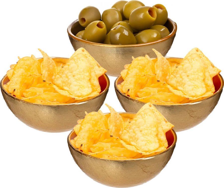 Secret de Gourmet Kommetjes serveer schaaltjes 8x Athena glas D15 x H5 cm goud Stapelbaar