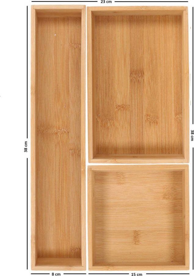 Secret de Gourmet Lade bakjes organize set Tidy Smart 3-delig bamboe opbergsysteem opbergen Bestekbakken