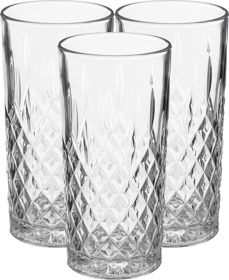 Secret de Gourmet longdrinkglazen set 8x stuks 300 ml glas transparant luxe uitstraling Longdrinkglazen
