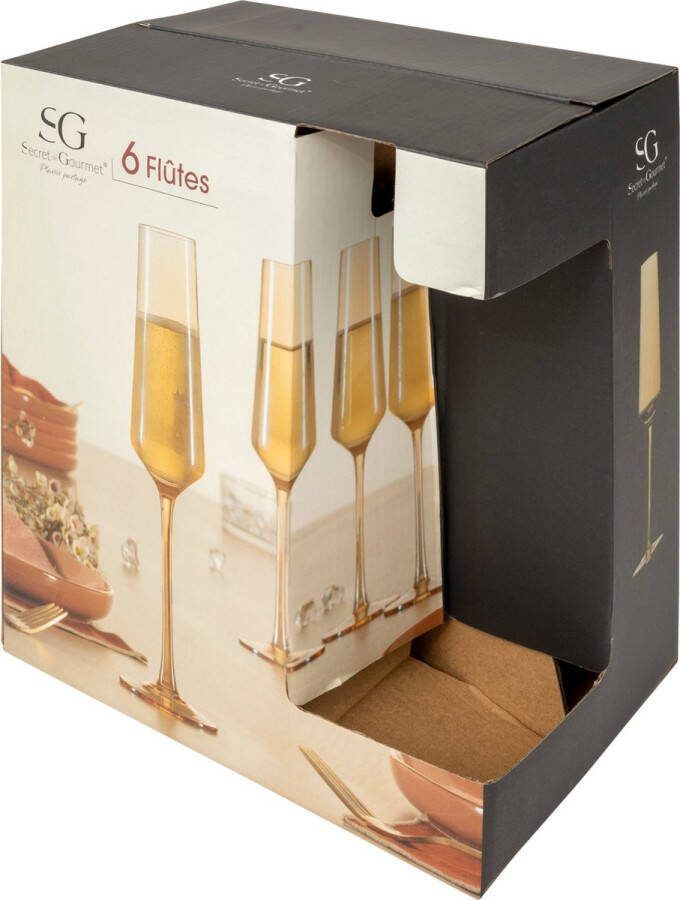 Secret de Gourmet Olga champagneglazen 16cl Set van 6 Amber