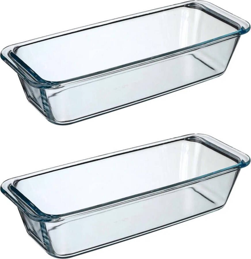 Secret de Gourmet 2x stuks ovenschaal rechthoek Transparant Geglazuurd glas 31 x 12 x 7 cm Ovenschalen