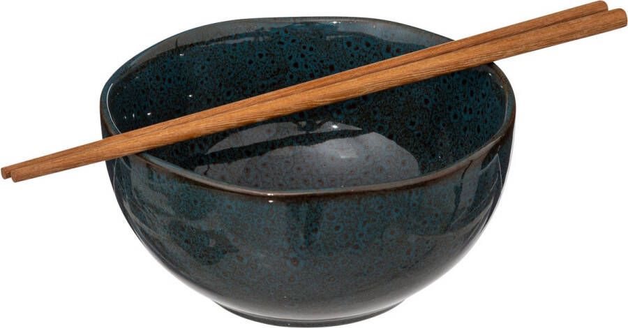 Secret de Gourmet Poke bowl Jade 2 stuks Met eetstokjes Aardewerk Kom