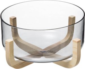 Secret de Gourmet Slakom serveer schaal- Glas hout D24 x 12 cm Saladeschalen