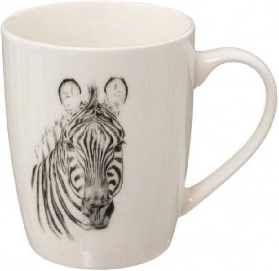 Secret de Gourmet Safari mok 36cl Afrikaanse dieren Zwart Wit