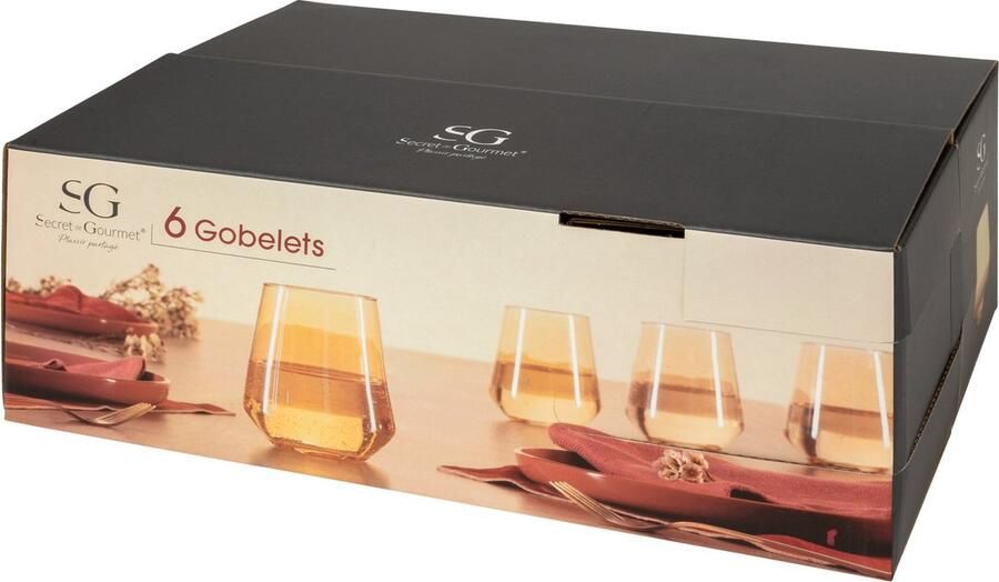 Secret de Gourmet Olga waterglazen 45cl Set van 6 Amber