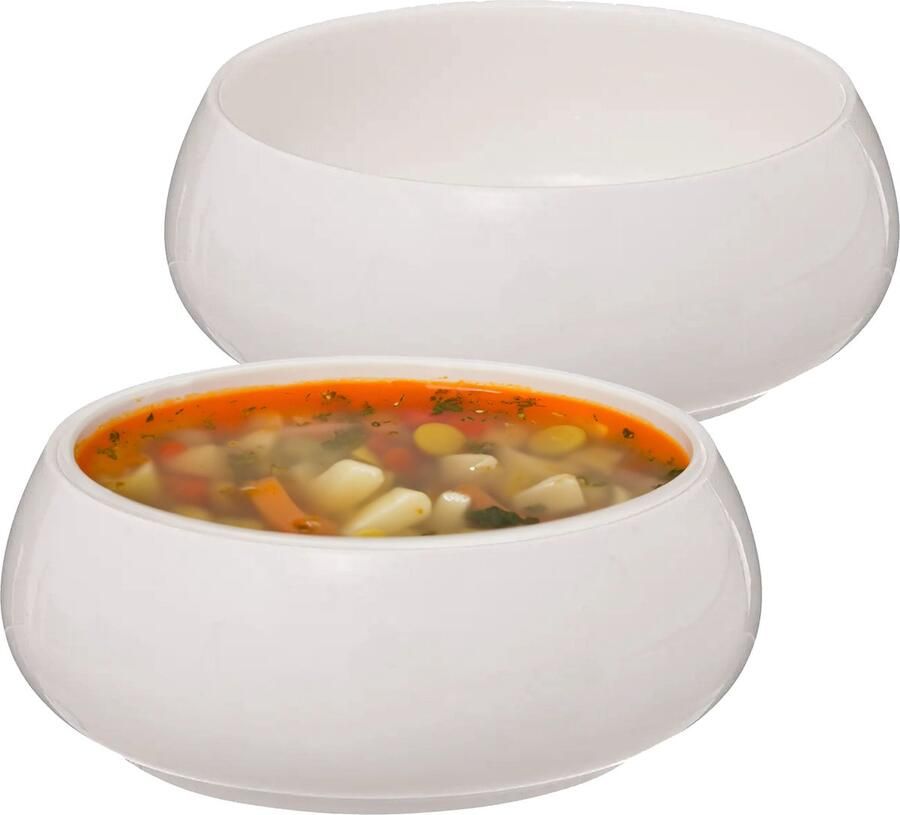 Secret de Gourmet Soepkommen serveer schaaltjes 4x Nora porselein D15 x H6 cm ivoor wit