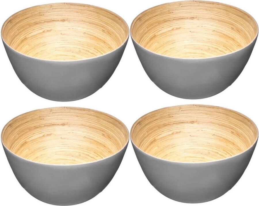 Secret de Gourmet serveer schaaltjes bamboe grijs D17 cm Set 10x