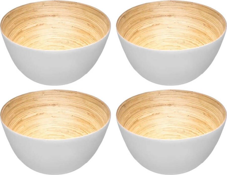 Secret de Gourmet serveer schaaltjes bamboe wit D17 cm Set 10x
