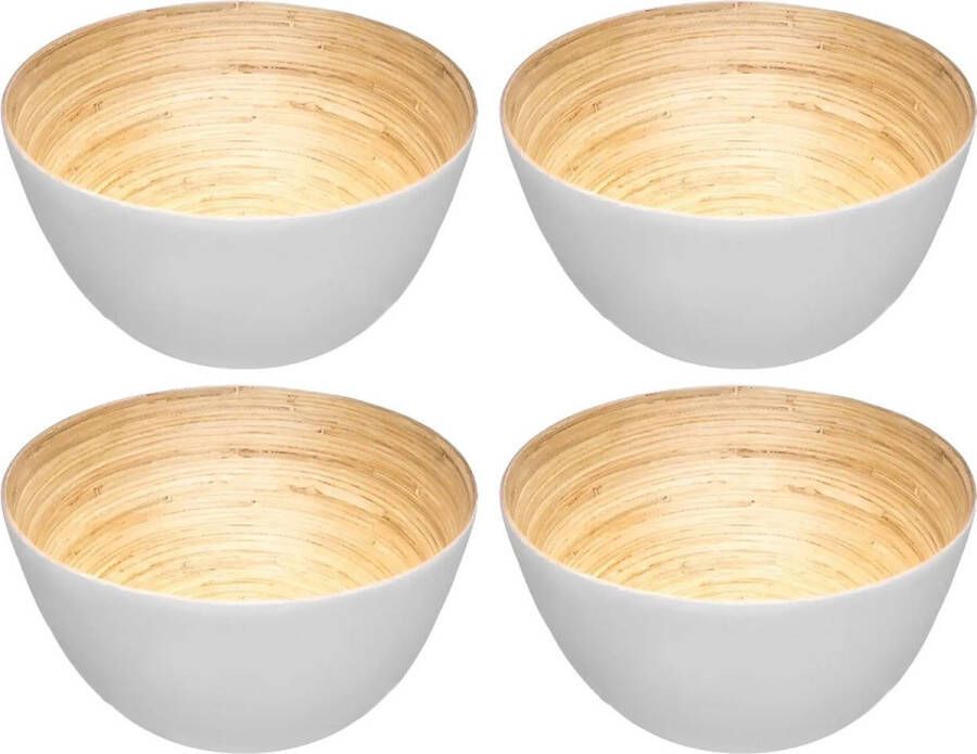 Secret de Gourmet serveer schaaltjes bamboe wit D17 cm Set 8x