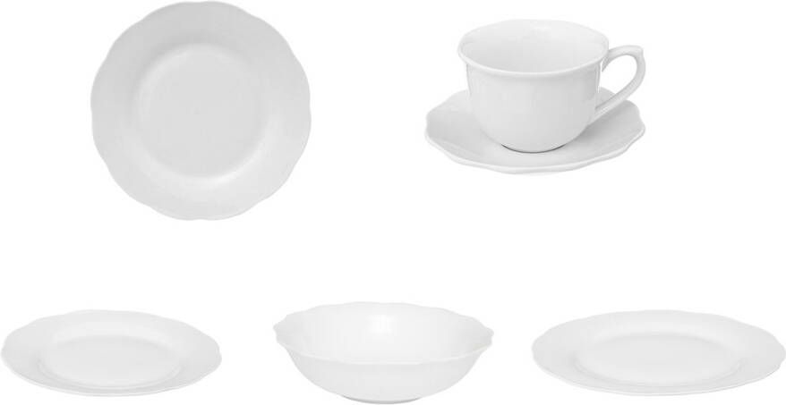 Secret de Gourmet Serviesset 6 persoons Alma Klassiek Servies Porselein 30-delig Wit