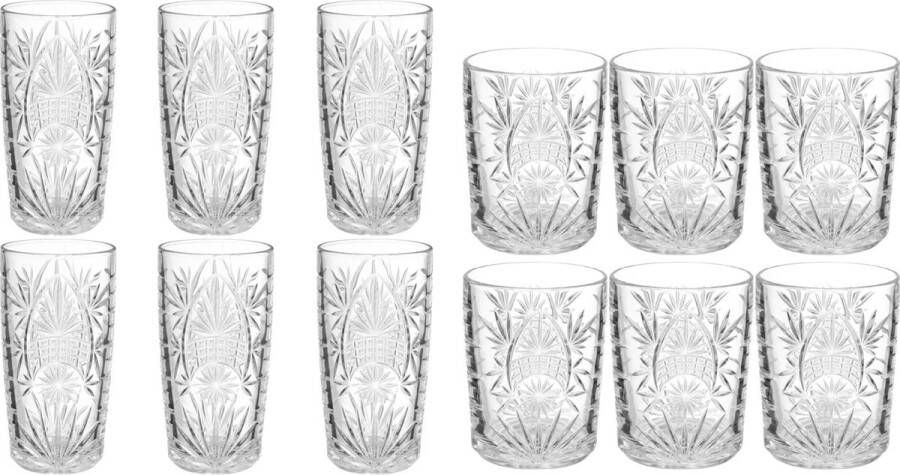 Secret de Gourmet Set 12x stuks Ayla-serie water longdrink glazen 350 ml van glas Drinkglazen