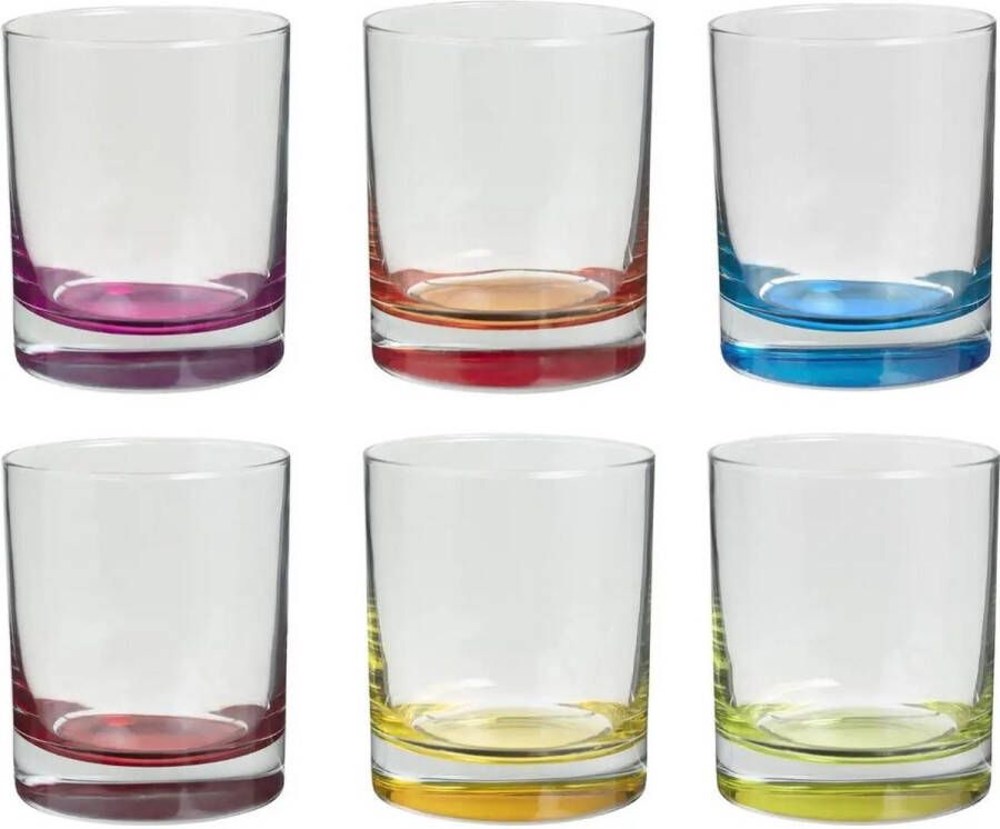 Secret de Gourmet Set van 12x stuks tumbler glazen Colori 300 ml van glas Drinkglazen Waterglazen