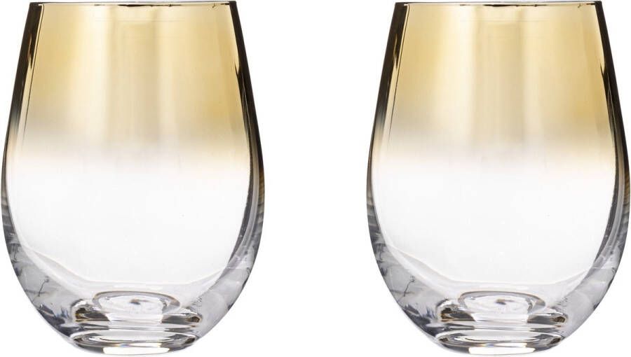Secret de Gourmet Set van 12x stuks tumbler glazen gouden rand Arya 540 ml van glas Drinkglazen Waterglazen