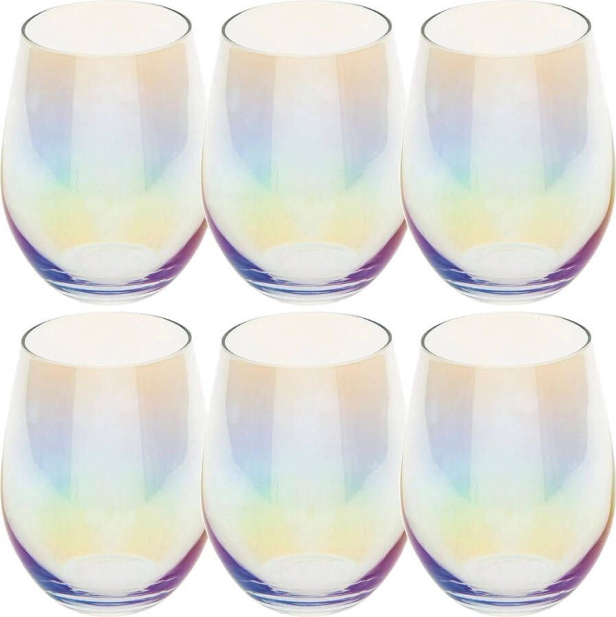 Secret de Gourmet Set van 12x stuks tumbler glazen parelmoer Fantasy 540 ml van glas Drinkglazen Waterglazen