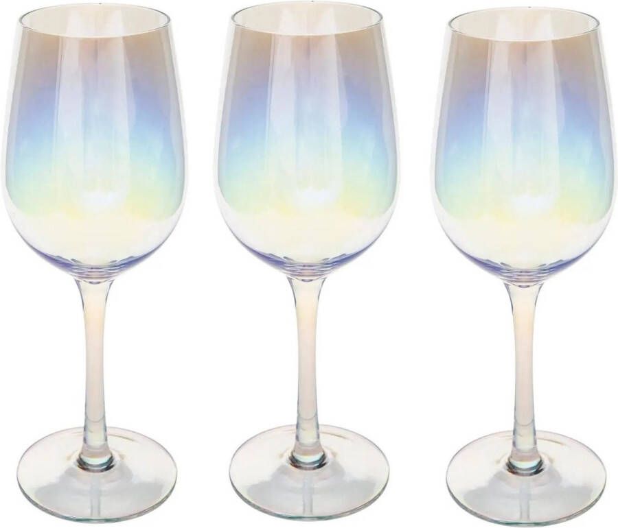 Secret de Gourmet Set van 12x wijnglazen parelmoer voor rode wijn Fantasy 380 ml van glas Wijn glazen