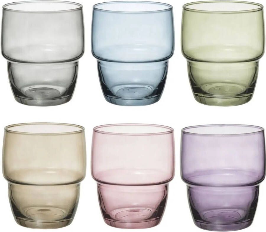 Secret de Gourmet Set van 18x stuks water sap glazen stapelbaar Rodrig 280 ml van glas Drinkglazen Waterglazen