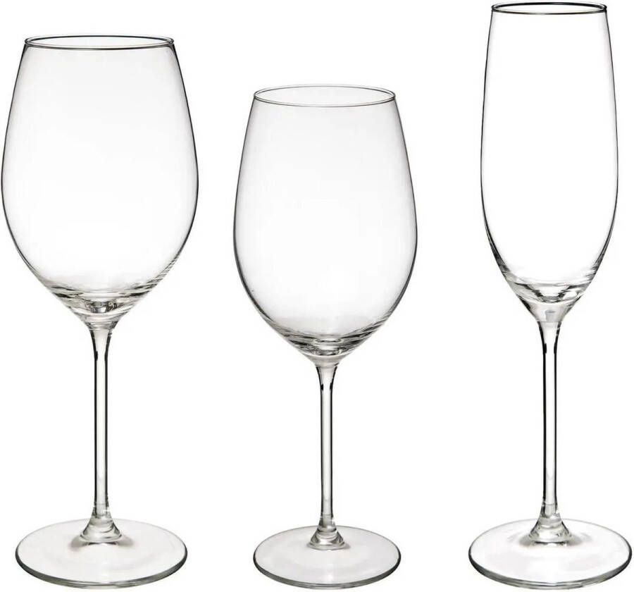 Secret de Gourmet Set van 18x wijnglazen en champagneglazen Lina 210 410 540 ml van glas Wijn glazen Champagne glazen