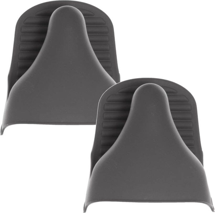 Secret de Gourmet Set van 2x stuks siliconen ovenwant ovenhandschoen grijs 9 x 12 5 cm Pannenlap Keukenhandschoen