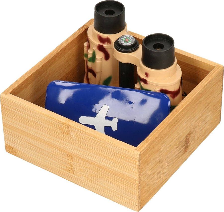 Secret de Gourmet Set van 3x stuks bamboe ladekast keukenspullen kantoor vakjes sorteerbakjes 15 x 15 x 7 cm