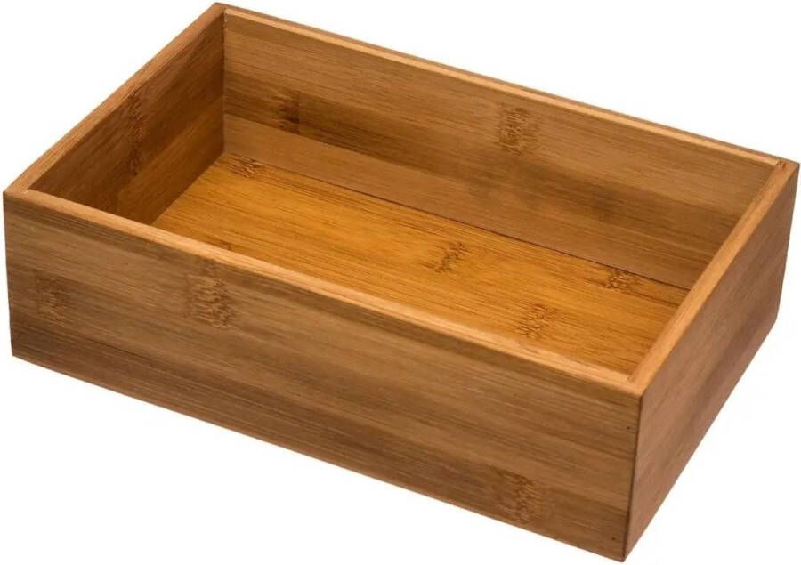 Secret de Gourmet Set van 3x stuks bamboe ladekast keukenspullen kantoor vakjes sorteerbakjes 23 x 15 x 7 cm