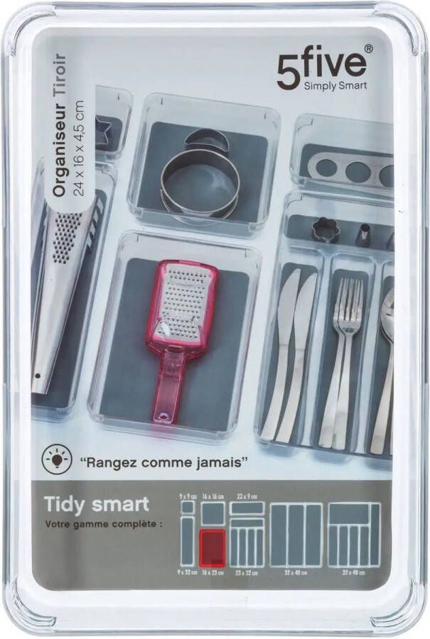 Secret de Gourmet Set van 3x stuks kunststof ladekast keukenspullen kantoor vakjes sorteerbakjes 23 x 16 x 4.5 cm