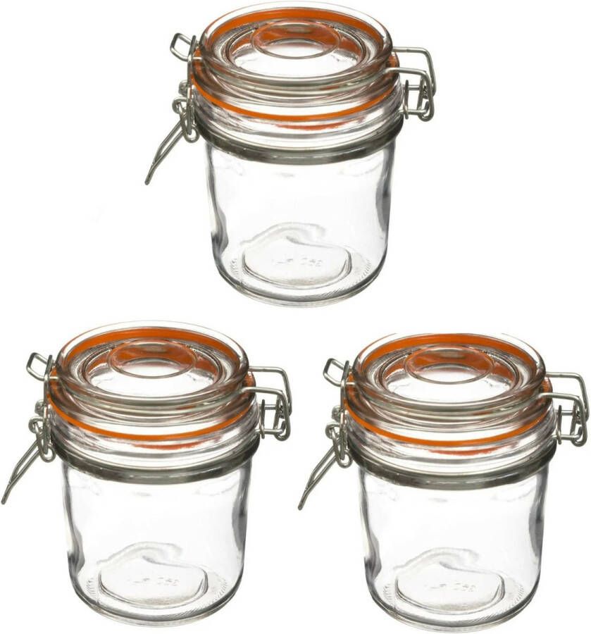 Secret de Gourmet Set van 3 inmaakpotjes voorraadpotjes glas met beugelsluiting 330 ml Voorraadpotten met luchtdichte sluiting