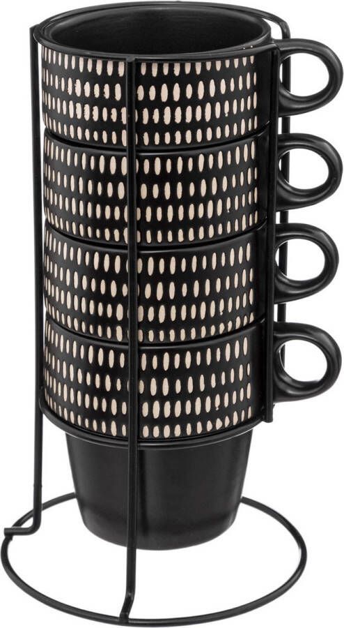 Secret de Gourmet Set van 4 keramische kopjes op standaard ETHNIKA 250 ml